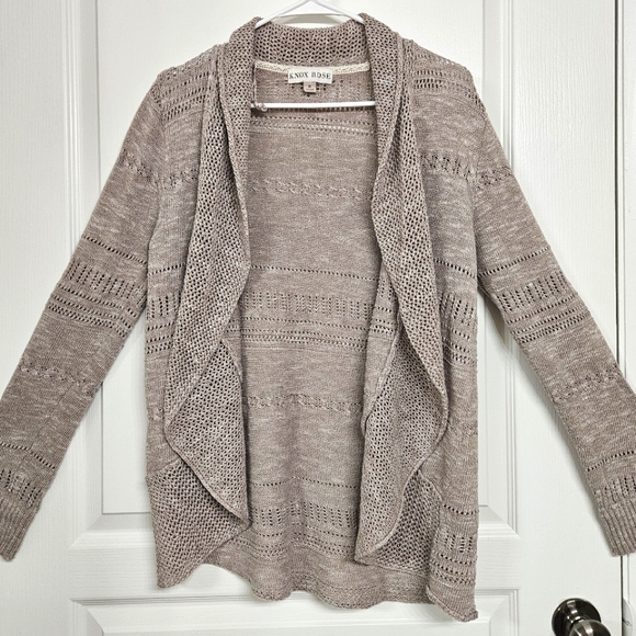 Knox Rose medium loose knit pale purple cream marbled long line cardigan Sweater - Picture 1 of 6